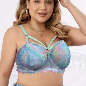 NWOT Tie Dye Multicolor Strappy Lace Bra